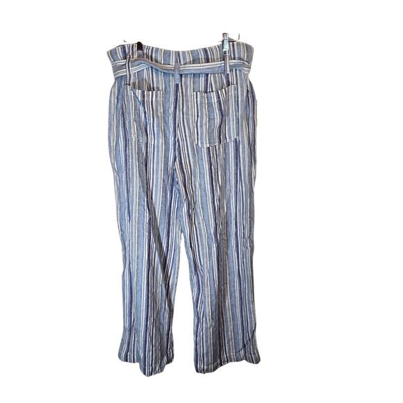 GAP Linen Bld Striped Nautical Coastal Tie Belt Wide Leg High Rise Pants 16 - Picture 6 of 11